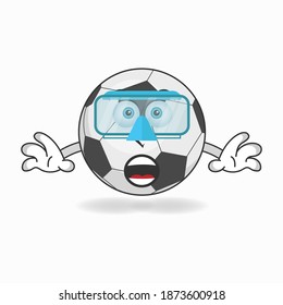 El personaje de la mascota Soccer Ball es el submarinismo. ilustración vectorial