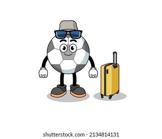soccer ball mascot doing vacation , character design