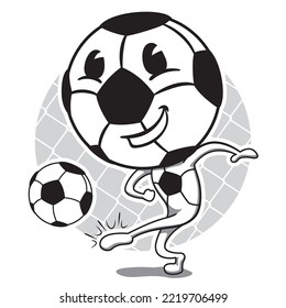 soccer ball mascot illustration kicking ball. Ideal for educational and advertising materials