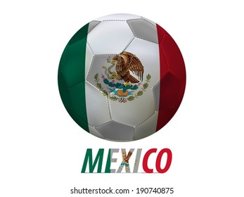 Soccer ball with  Mexico flag isolated in white 