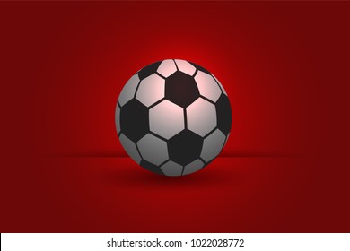 Soccer ball in the middle, International Football Competition Technology background in red background.