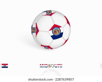 Soccer ball with the Missouri flag, football sport equipment. Vector illustration.