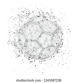 soccer ball in a modern abstract style. breaks up and flies crashing the background. vector design. concept football