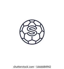 soccer ball mono line flat web icon - sport logo template vector illustration. letter s ball corporate isolated on white background.
