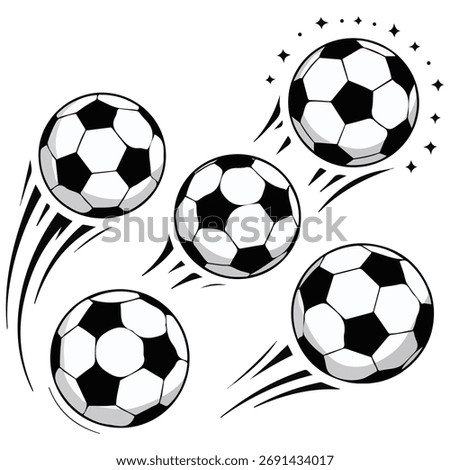 Soccer ball motion trails vector isolated white background