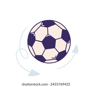 Soccer ball, move arrow vector illustration. Soccerball isolated on white background.