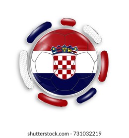 Soccer ball with the national flag of Croatia. Modern emblem of soccer team. Realistic vector illustration.