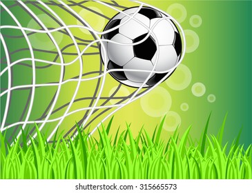 Soccer ball in net background.vector illustration