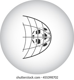 Soccer ball in the net goal simple icon on background