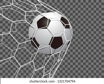 Soccer ball in net on a transparent background – stock vector