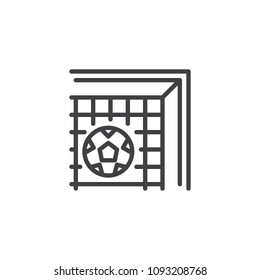 Soccer ball in net outline icon. linear style sign for mobile concept and web design. Soccer Goal simple line vector icon. Symbol, logo illustration. Pixel perfect vector graphics