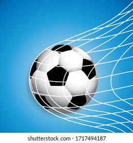 Soccer ball in the net, vector art illustration.