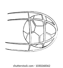 soccer ball in net vector illustration