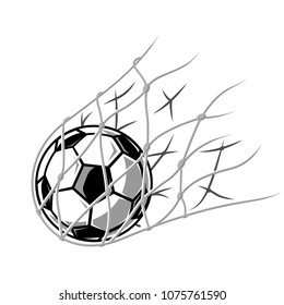 Soccer ball in net vector illustration. Vector illustration