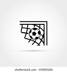 Soccer ball in net vector illustration