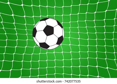 Soccer ball in the net. Vector illustration