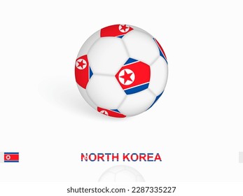 Soccer ball with the North Korea flag, football sport equipment. Vector illustration.