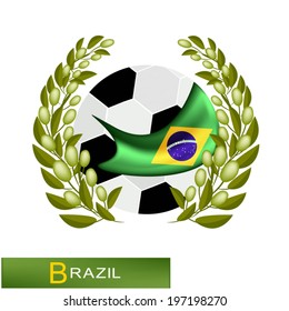 A Soccer Ball with Olive Laurel Wreath of Final Football Tournament. 