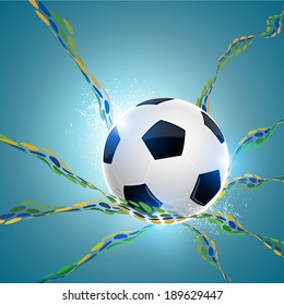 Soccer ball on a abstract lightning line background vector