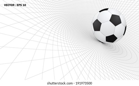 soccer ball on abstract wireframe background, vector