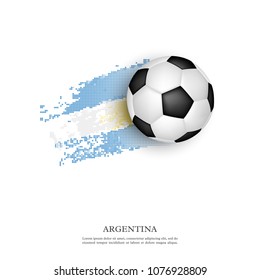 Soccer ball on Argentina flag in halftone style. Isolated on white background. Vector illustration.