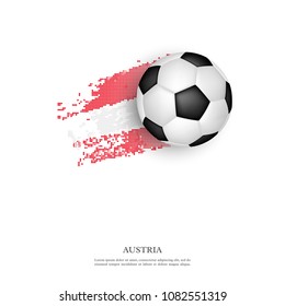 Soccer ball on Austria flag in halftone style. Isolated on white background. Vector illustration.