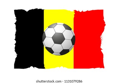 Soccer ball on the background of the Belgian flag. Football vector illustration