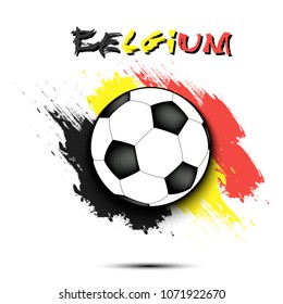 Soccer ball on the background of the Belgium flag in grunge style. Vector illustration Soccer ball on the background of the Belgium flag in grunge style. Vector illustration