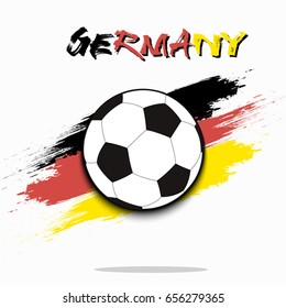 Soccer ball on the background of the Cameroon flag in grunge style. Vector illustration