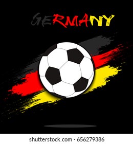 Soccer ball on the background of the Cameroon flag in grunge style. Vector illustration