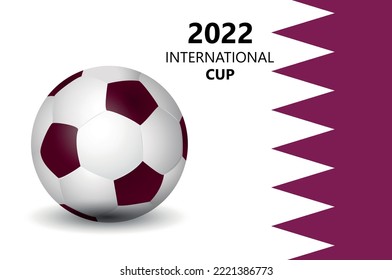 Soccer ball on the background of the flag of Qatar