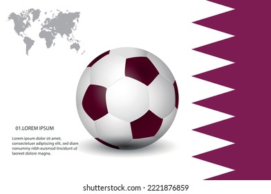 Soccer ball on the background of the flag of Qatar