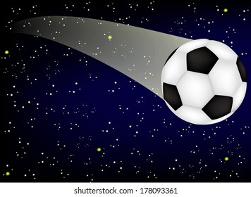 Soccer ball on background starry sky 