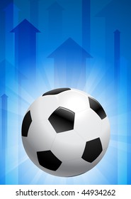 Balón de fútbol con fondo de flecha azul Ilustración vectorial original
