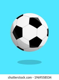 Balón de fútbol de fondo azul. Ilustración vectorial de icono de fútbol