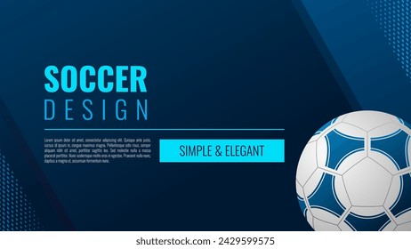 Soccer ball on blue background. Simple football soccer design. Soccer ball vector illustration. Elegant soccer background