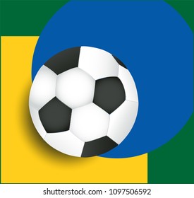 Soccer ball on blue yellow and green background vector. Football concept illustration.