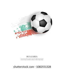 Soccer ball on Bulgaria flag in halftone style. Isolated on white background. Vector illustration.