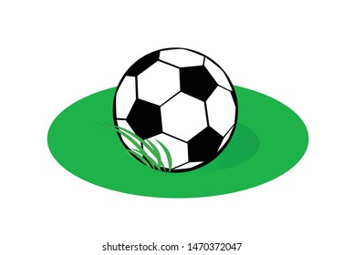 Soccer ball on the center of a soccer field arena. Sport. Vector illustration.