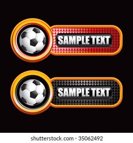 soccer ball on colored diamond banners