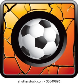 soccer ball on cracked web icon colored gold