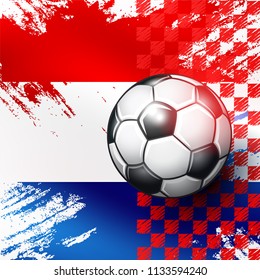 Soccer ball on Croatia flag abstract backgrounds. Vector illustration.