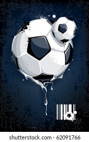 Soccer ball on dirty background. Abstract grunge style. EPS 10 vector illustration.