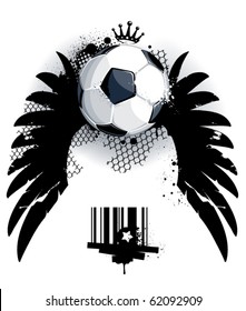Soccer ball on dirty background. Abstract grunge style. EPS 10 vector illustration.