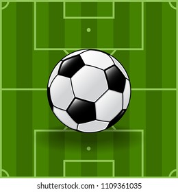 Soccer ball on soccer field background, Football tournament, for poster sport soccer-Vector Illustration.