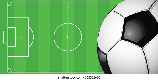 Soccer ball on a soccer field background