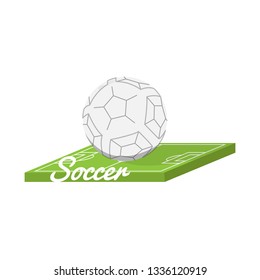 Soccer ball on a field. Banner. Vector illustration design