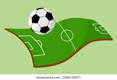 soccer ball on field in flat design. Football championship.