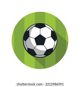 Soccer ball on the field, round color icon, vector illustration