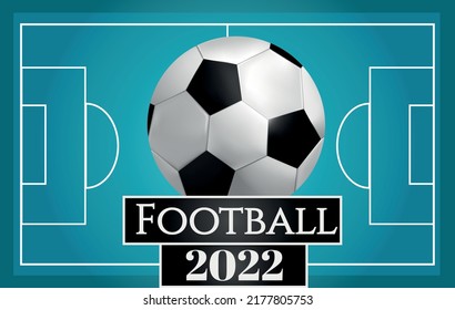 Soccer ball on the field. Vector stock illustration. Championship. Competition. Sports and hobbies. Realistic style. Banner for advertising.